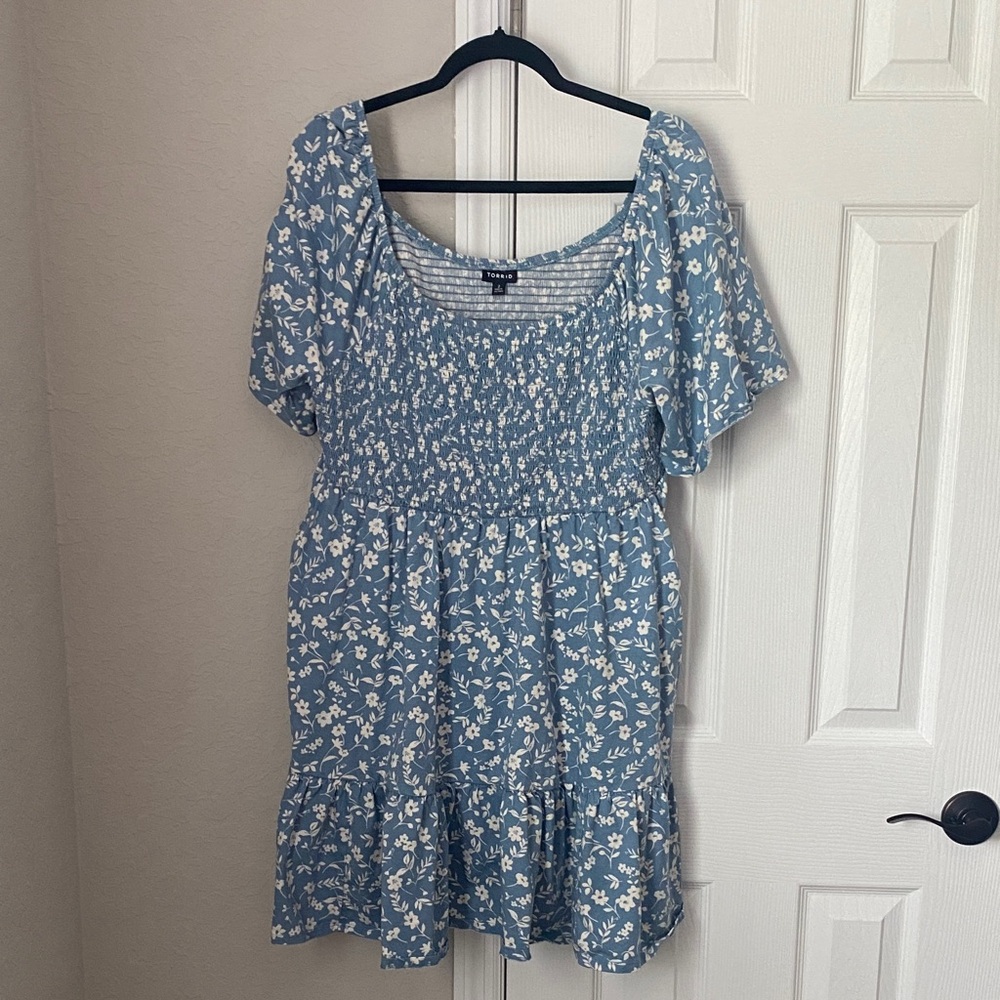 Torrid Blue Floral Midi Dress